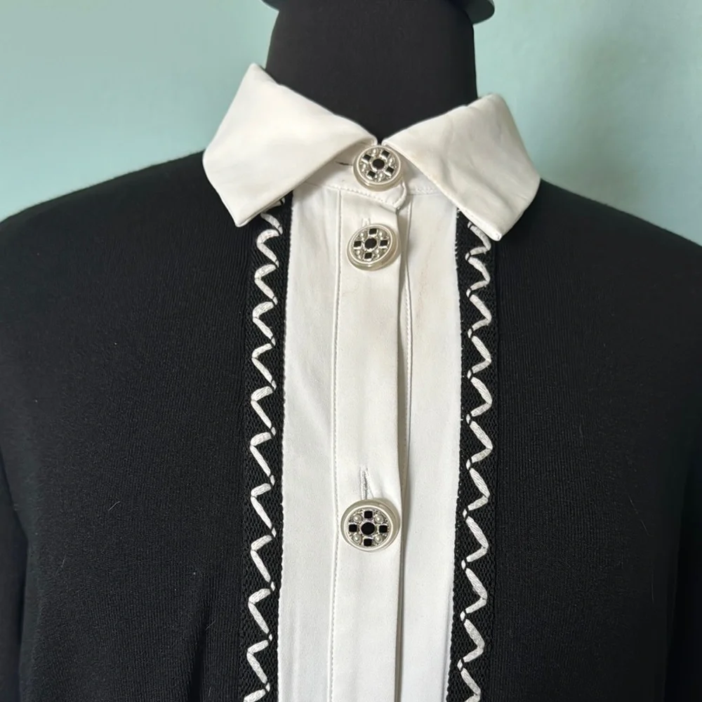 Ming Wang Black and White Midi Dress - Picture 4 of 5